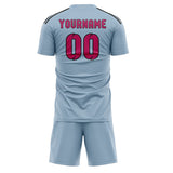 Custom Light Blue Pink Soccer Jersey
