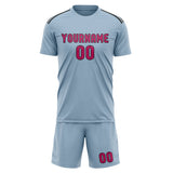 Custom Light Blue Pink Soccer Jersey