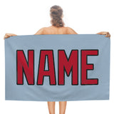 Custom Light Blue Red Beach Towel