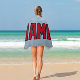 Custom Light Blue Red Beach Towel