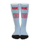 Custom Light Blue Red Knee-High Sock