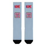 Custom Light Blue Red Knee-High Sock