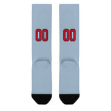 Custom Light Blue Red Knee-High Sock