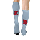 Custom Light Blue Red Knee-High Sock