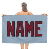 Custom Light Blue Crimson Red Beach Towel