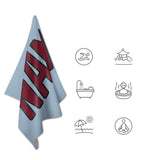 Custom Light Blue Crimson Red Beach Towel