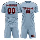 Custom Light Blue Crimson Red Soccer Jersey
