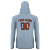 Custom Light Blue Coral Red UV-Hoodie