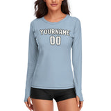 Custom Light Blue White Women's Long-Sleeve Shirt