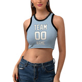 Custom Light Blue White Sleeveless Tank Top