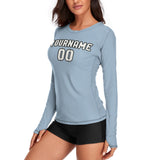 Custom Light Blue White Women's Long-Sleeve Shirt