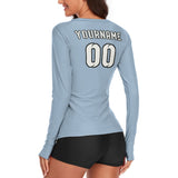 Custom Light Blue White Women's Long-Sleeve Shirt