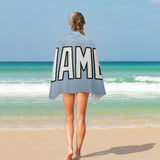 Custom Light Blue White Beach Towel