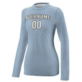 Custom Light Blue White Women's Long-Sleeve Shirt