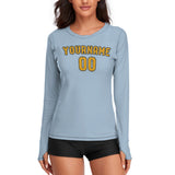 Custom Light Blue Yellow Women's Long-Sleeve Shirt