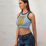 Custom Light Blue Yellow Sleeveless Tank Top