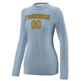 Custom Light Blue Yellow Women's Long-Sleeve Shirt