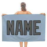 Custom Light Blue Dark Grey Beach Towel