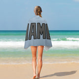 Custom Light Blue Dark Grey Beach Towel