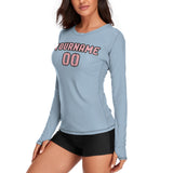 Custom Light Blue Light Pink Women's Long-Sleeve Shirt
