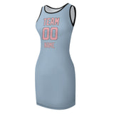 Custom Light Blue Light Pink Sleeveless Vest Dress