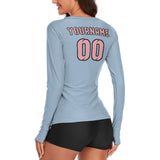 Custom Light Blue Light Pink Women's Long-Sleeve Shirt