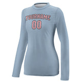 Custom Light Blue Light Pink Women's Long-Sleeve Shirt