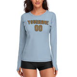Custom Light Blue Khaki Women's Long-Sleeve Shirt