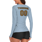 Custom Light Blue Khaki Women's Long-Sleeve Shirt