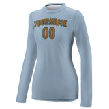 Custom Light Blue Khaki Women's Long-Sleeve Shirt