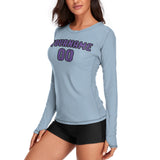 Custom Light Blue Light Purple Women's Long-Sleeve Shirt