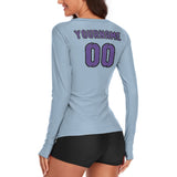 Custom Light Blue Light Purple Women's Long-Sleeve Shirt