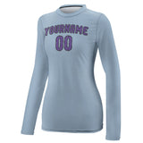 Custom Light Blue Light Purple Women's Long-Sleeve Shirt