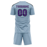 Custom Light Blue Light Purple Soccer Jersey