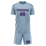 Custom Light Blue Light Purple Soccer Jersey