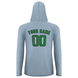 Custom Light Blue Emerald Green UV-Hoodie
