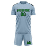 Custom Light Blue Emerald Green Soccer Jersey