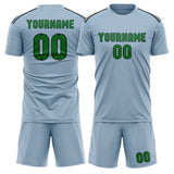 Custom Light Blue Emerald Green Soccer Jersey