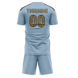 Custom Light Blue Light Khaki Soccer Jersey