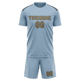 Custom Light Blue Light Khaki Soccer Jersey
