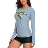 Custom Light Blue Light Yellow Women's Long-Sleeve Shirt