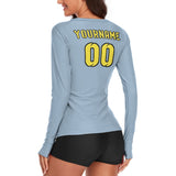 Custom Light Blue Light Yellow Women's Long-Sleeve Shirt