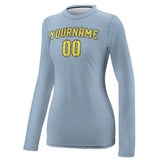 Custom Light Blue Light Yellow Women's Long-Sleeve Shirt
