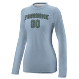 Custom Light Blue Blue Green Women's Long-Sleeve Shirt