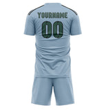 Custom Light Blue Blue Green Soccer Jersey