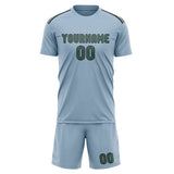 Custom Light Blue Blue Green Soccer Jersey