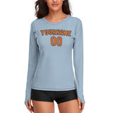 Custom Light Blue Orange Women's Long-Sleeve Shirt