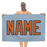 Custom Light Blue Orange Beach Towel