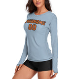 Custom Light Blue Orange Women's Long-Sleeve Shirt