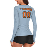 Custom Light Blue Orange Women's Long-Sleeve Shirt
